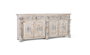 GINER Y COLOMER Buffet en bois de manguier avec 4 tiroirs et 4 portes, finition blanc vieilli - L.225 x H.100 cm